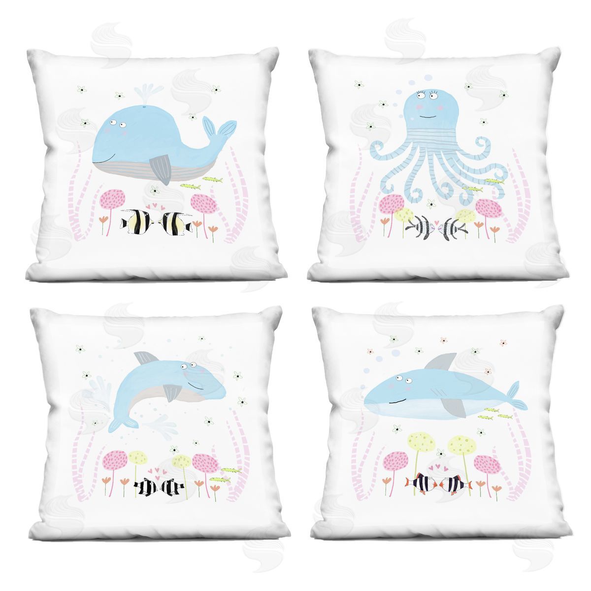 Carla Daly Floral Baby Sea Creatures Indoor Printed Pillow Set