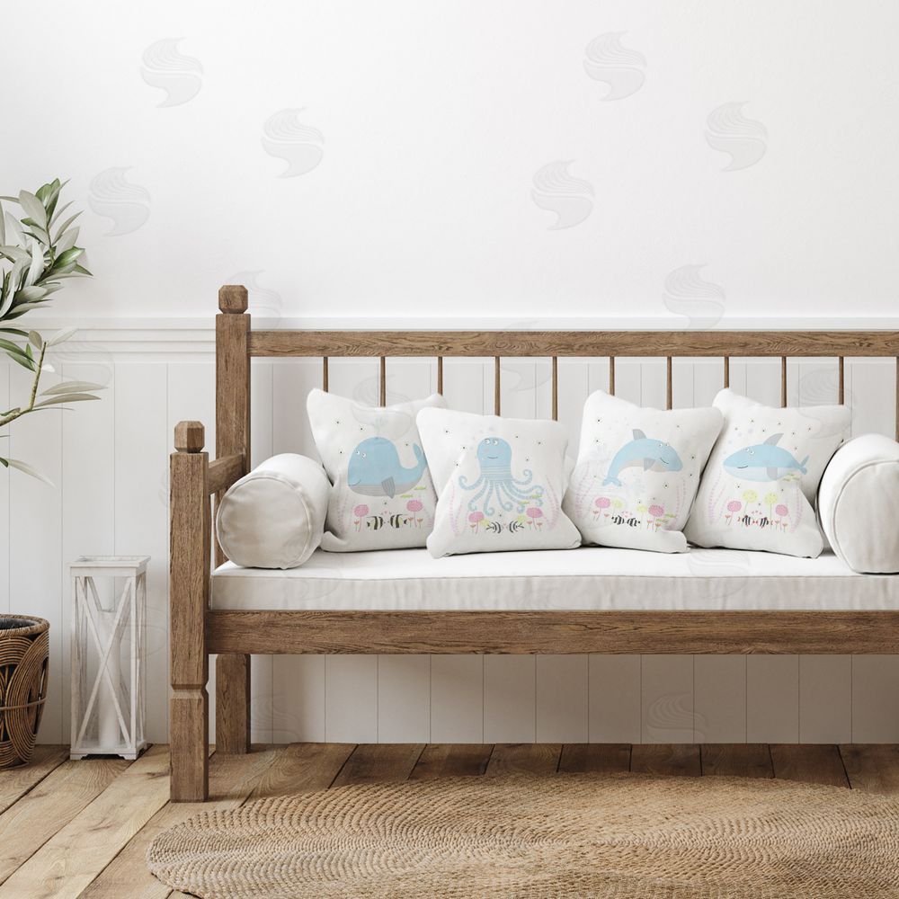 Carla Daly Floral Baby Sea Creatures Indoor Pillow Set on Chair