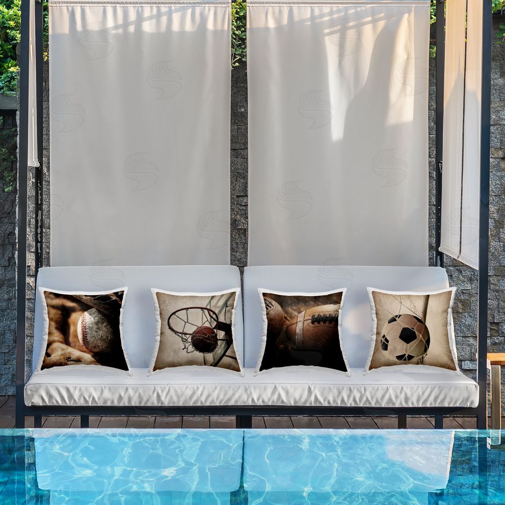 Kim Allen Inspiring Sports Be The Ball Outdoor Pillow Set on Patio