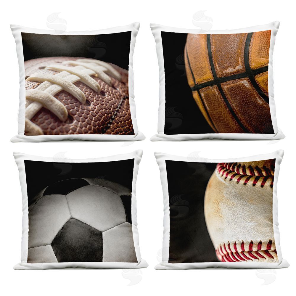 Kim Allen Team Sports Balls Closeups Outdoor Printed Pillow Set