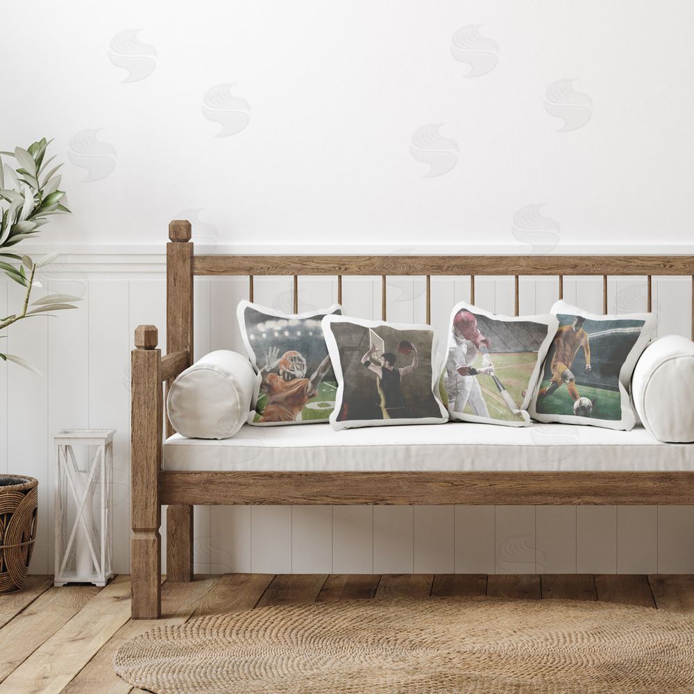 Kim Allen Sports Balls In Action Indoor Pillow Set on Chair
