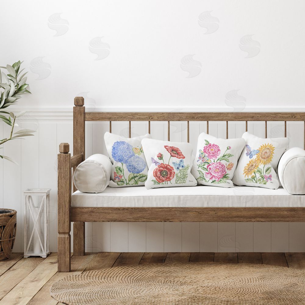 Paul Brent Brushstroke Florals & Butterflies Indoor Pillow Set on Chair