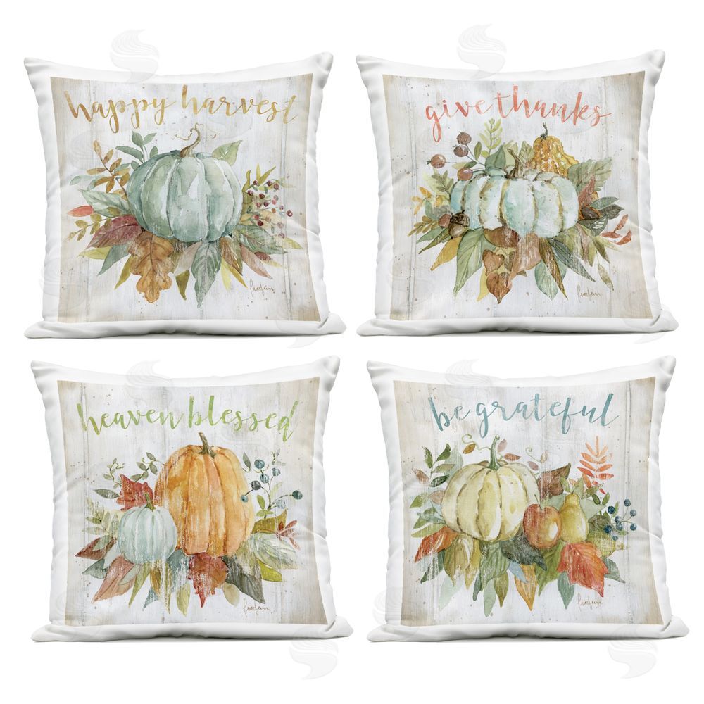 Livi and Finn Harvest & Gratitude Pumpkins Outdoor Printed Throw Pillow
