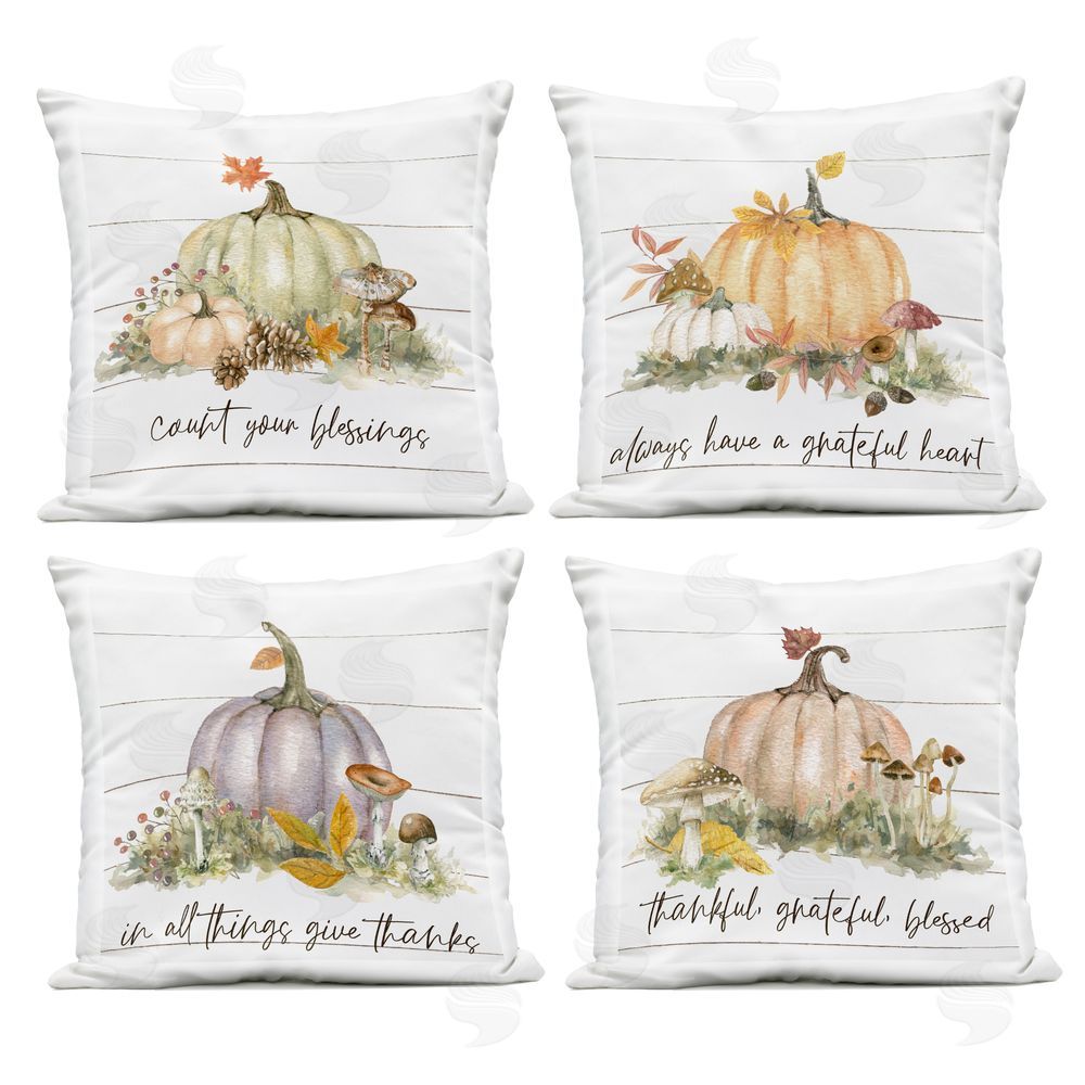 Livi and Finn Inspiring Woodland Harvest Words Outdoor Printed Throw Pillow