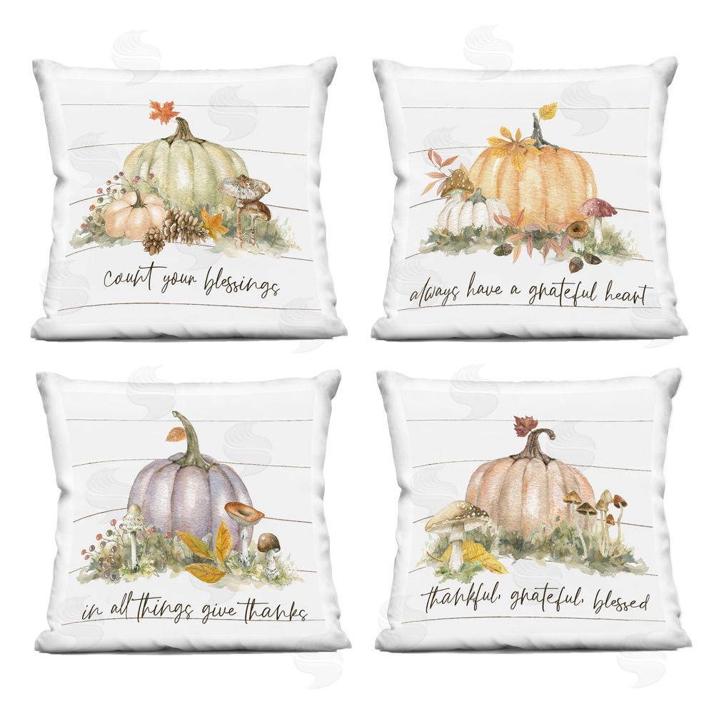 Livi and Finn Inspiring Woodland Harvest Words Indoor Printed Throw Pillow