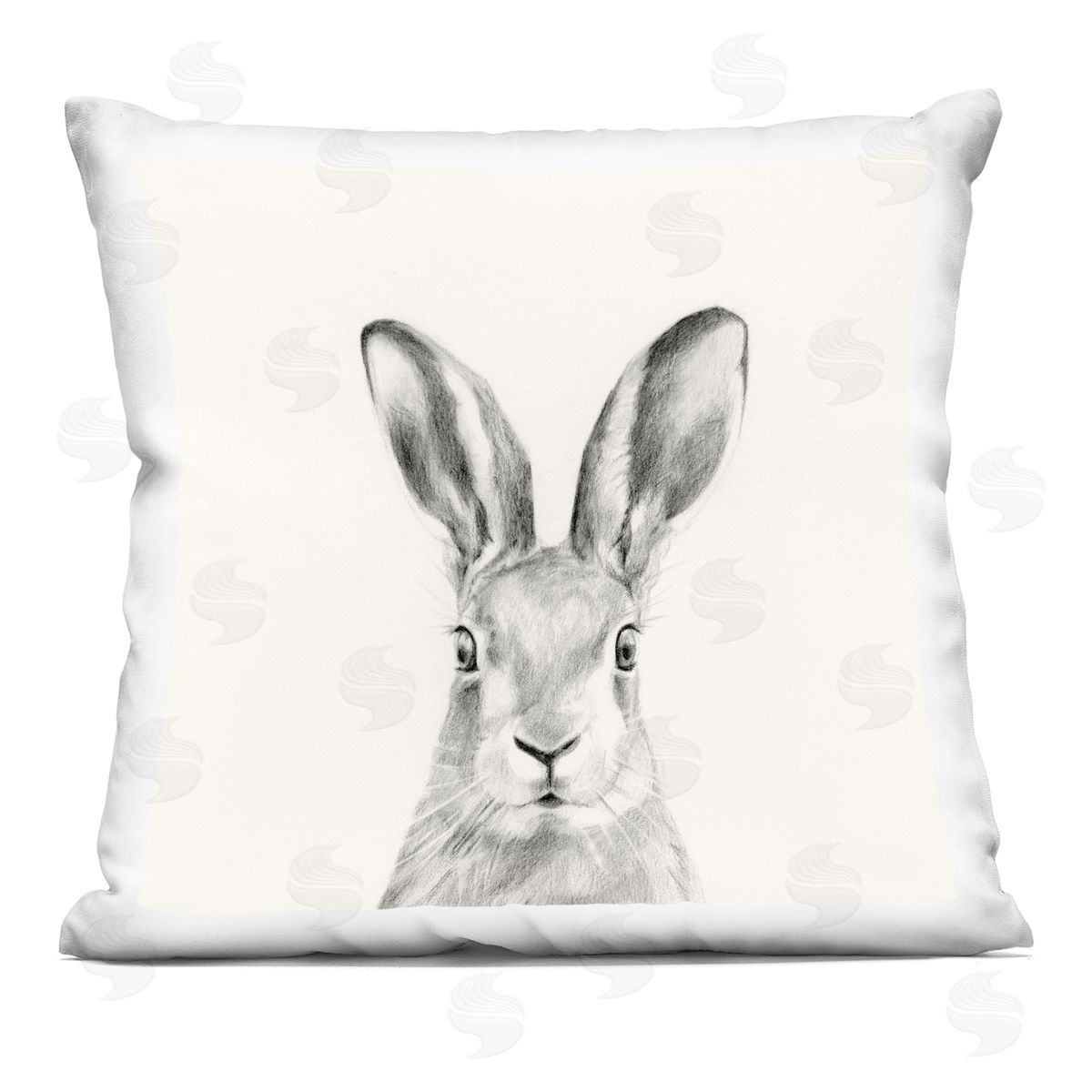 Bunny Rabbit Portrait Soft Grey Illustration Decorative Printed Pillow, Home Decor by Victoria Borges