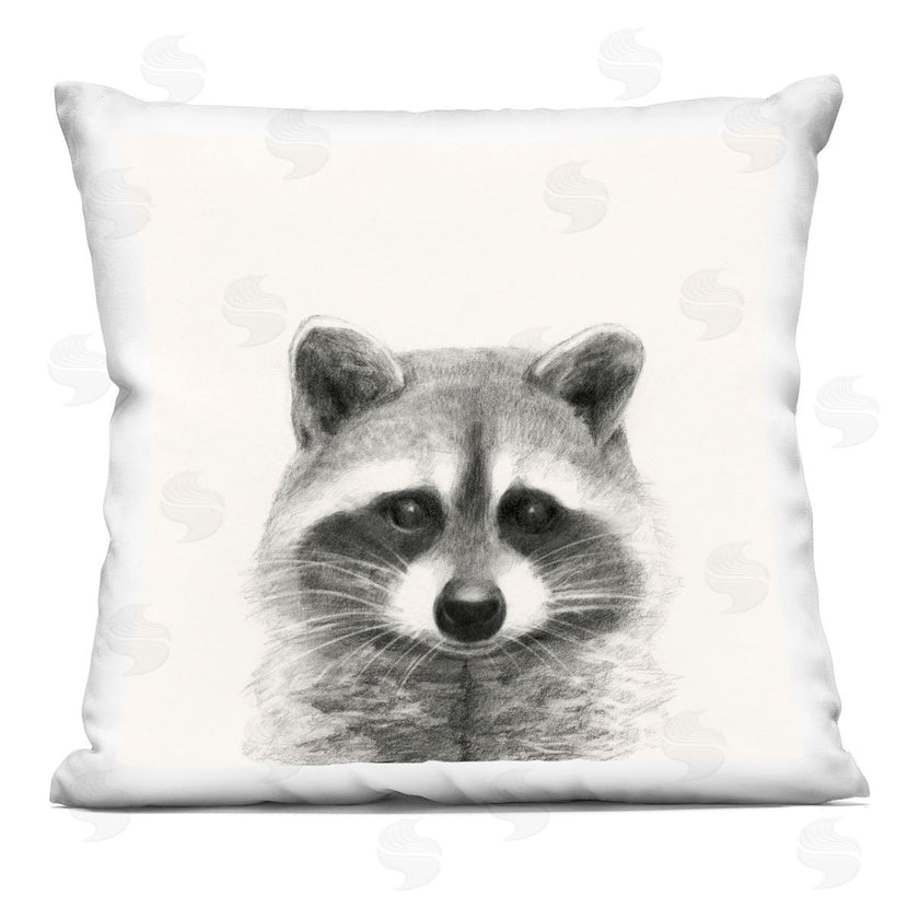 Victoria Borges | Raccoon Portrait Soft Grey Illustration