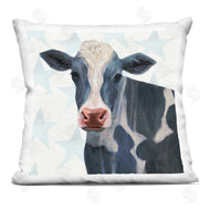 Victoria Borges | Patriotic Farm Cow Painting with Blue Stars