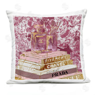 Ziwei Li | Glam Designer Books Fashion Accessory Glitz Pink Gold Printed Pillow