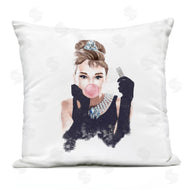 Ziwei Li | Aubrey Bubblegum Bubble Famous Fashion Icon Portrait Printed Pillow