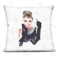 Ziwei Li | Aubrey Bubblegum Bubble Famous Fashion Icon Portrait Printed Pillow