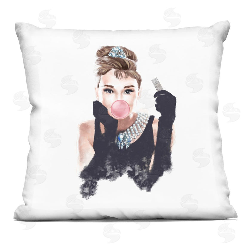 Ziwei Li | Aubrey Bubblegum Bubble Famous Fashion Icon Portrait Printed Pillow