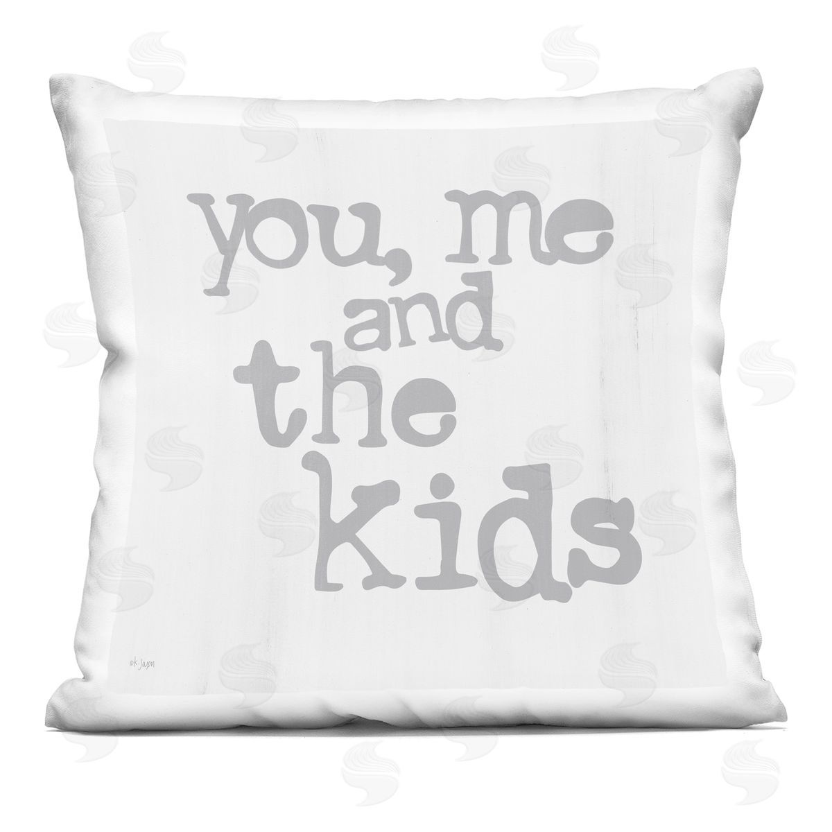 You Me and The Kids Fun Typography Family Phrase Decorative Printed Pillow, Home Decor by JAXN BLVD