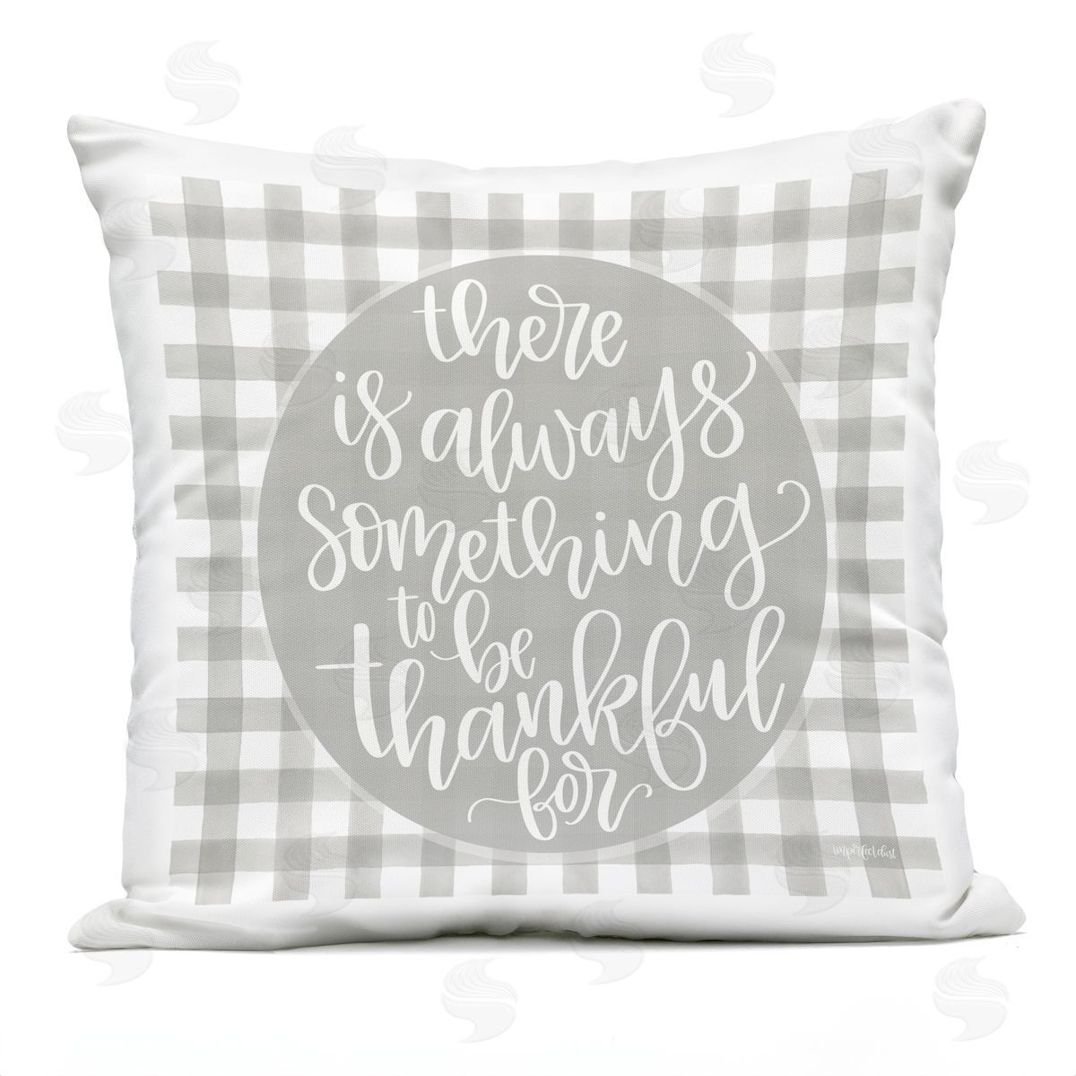 Always Something Thankful For Phrase Grey Plaid Outdoor Printed Pillow, Home Decor by Imperfect Dust