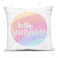 Stupell Studio | Hello Sunshine Phrase Round Pink Rainbow Printed Pillow