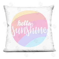 Stupell Studio | Hello Sunshine Phrase Round Pink Rainbow Printed Pillow