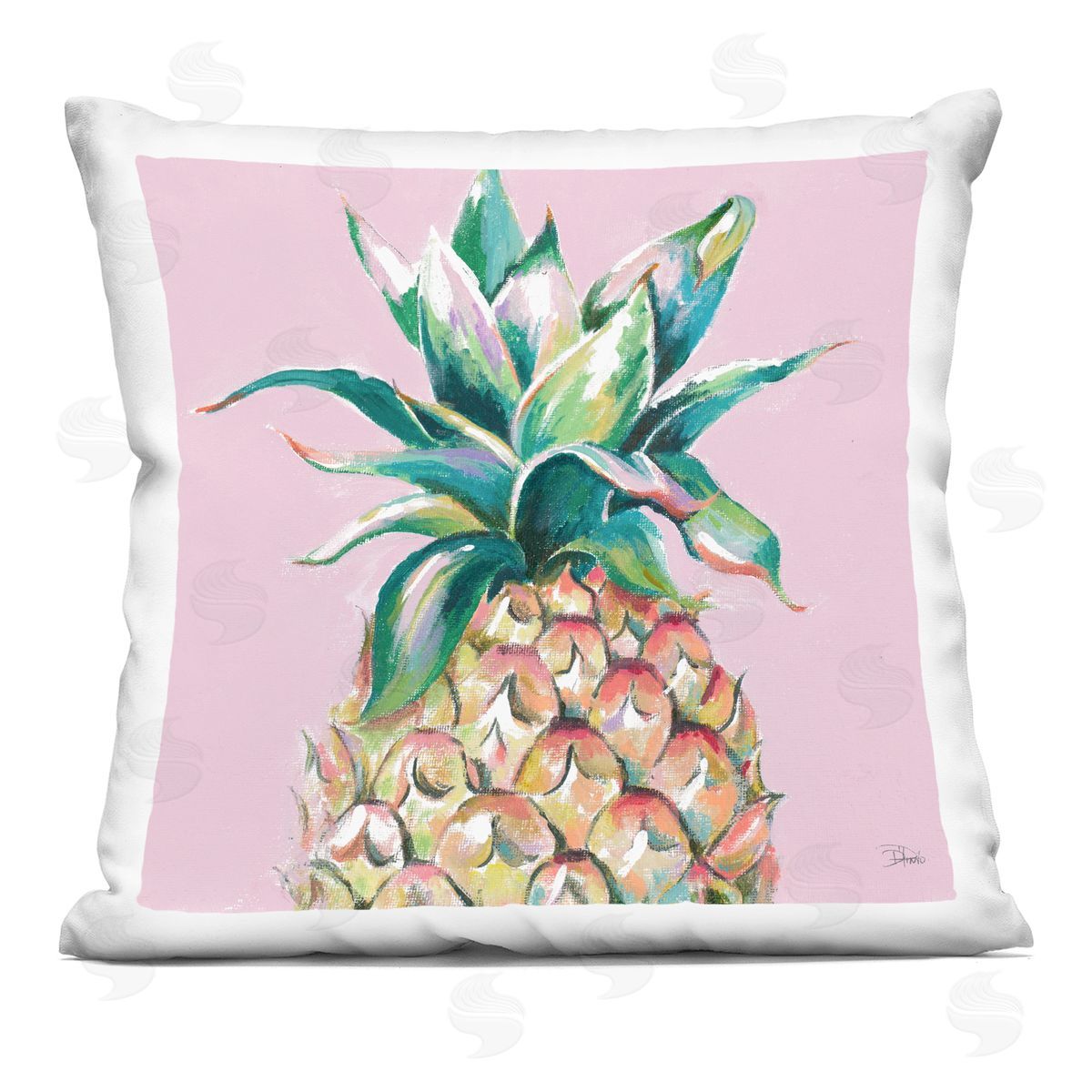 Tropical Pineapple Pink Pop Decorative Printed Pillow, Home Decor by Patricia Pinto