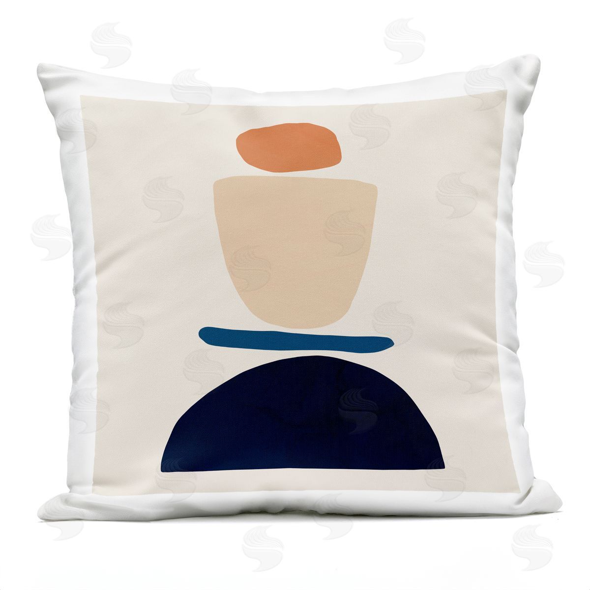 Western Balanced Abstract Shapes Orange Blue Outdoor Printed Pillow, Home Decor by Victoria Barnes
