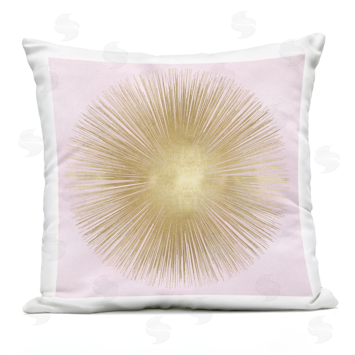 Minimal Abstract Glam Sunburst Lines Over Pink Outdoor Printed Pillow, Home Decor by Abby Young