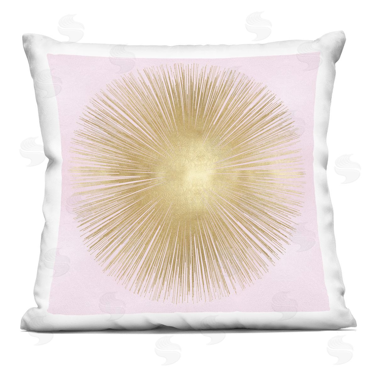 Minimal Abstract Glam Sunburst Lines Over Pink Decorative Printed Pillow, Home Decor by Abby Young