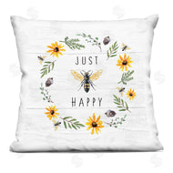 Elizabeth Tyndall | Just Bee Happy Pun Phrase Yellow Daisy Wreath