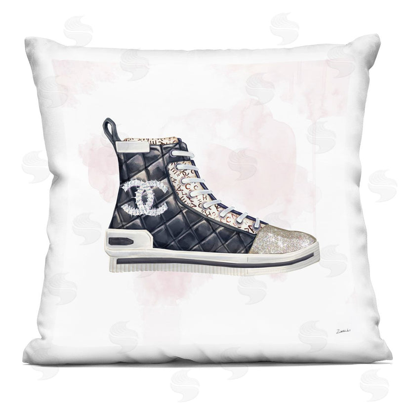 Ziwei Li | Glam Fashion Quilted Sneaker Designer Style Printed Pillow
