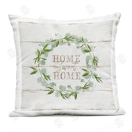 Jennifer Pugh | Sweet Home Greeting Eucalyptus Wreath Rustic Plank Pattern