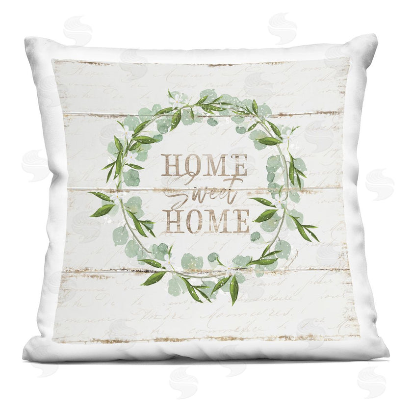 Jennifer Pugh | Sweet Home Greeting Eucalyptus Wreath Rustic Plank Pattern