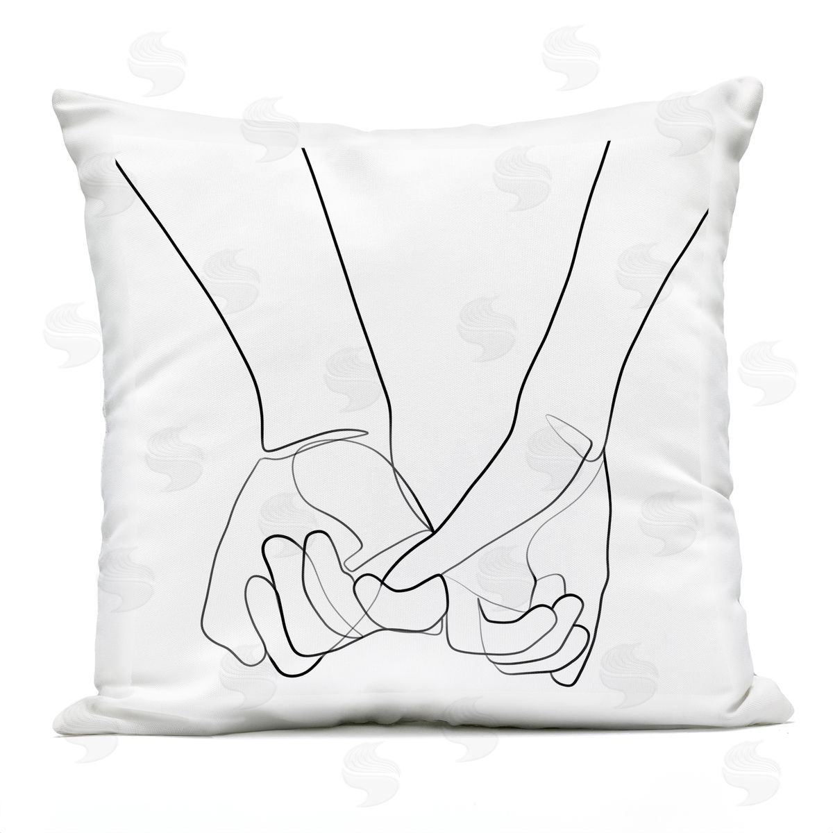 Fluid Line Abstract Couple Holding Hands Black White Outdoor Printed Pillow, Home Decor by Ros Ruseva