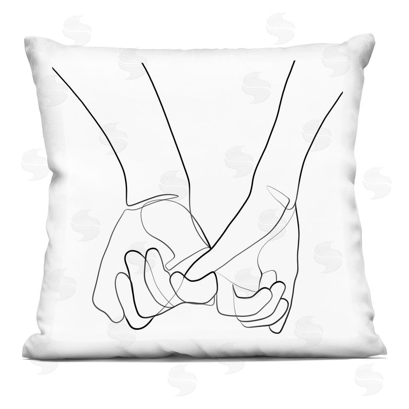Ros Ruseva | Fluid Line Abstract Couple Holding Hands Black White