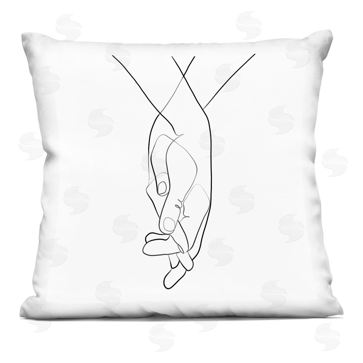 Hands Intertwined Linework Drawing Romantic Gesture Decorative Printed Pillow, Home Decor by Ros Ruseva