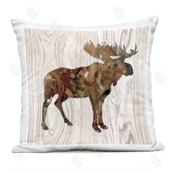 Carol Robinson | Brown Watercolor Moose Silhouette Rustic Grain Pattern