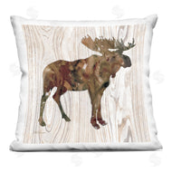 Carol Robinson | Brown Watercolor Moose Silhouette Rustic Grain Pattern