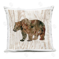 Carol Robinson | Forest Bear Watercolor Silhouette Rustic Grain Pattern