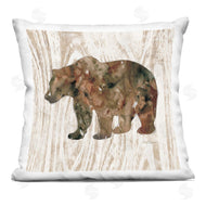 Carol Robinson | Forest Bear Watercolor Silhouette Rustic Grain Pattern