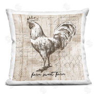 Conrad Knutsen | Farm Sweet Farm Phrase Vintage Rooster and Text