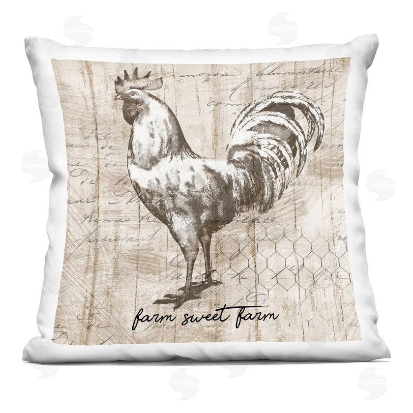 Conrad Knutsen | Farm Sweet Farm Phrase Vintage Rooster and Text