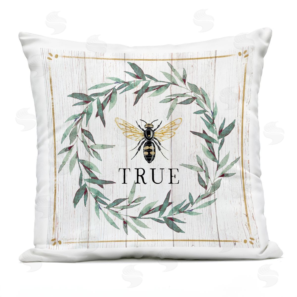 Bee True Sentiment Country Floral Insect Pun Outdoor Printed Pillow, Home Decor by Elizabeth Tyndall