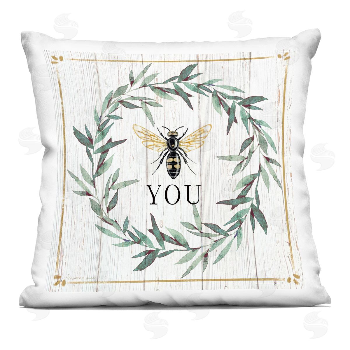 Bee You Quote Farm Floral Insect Pun Decorative Printed Pillow, Home Decor by Elizabeth Tyndall