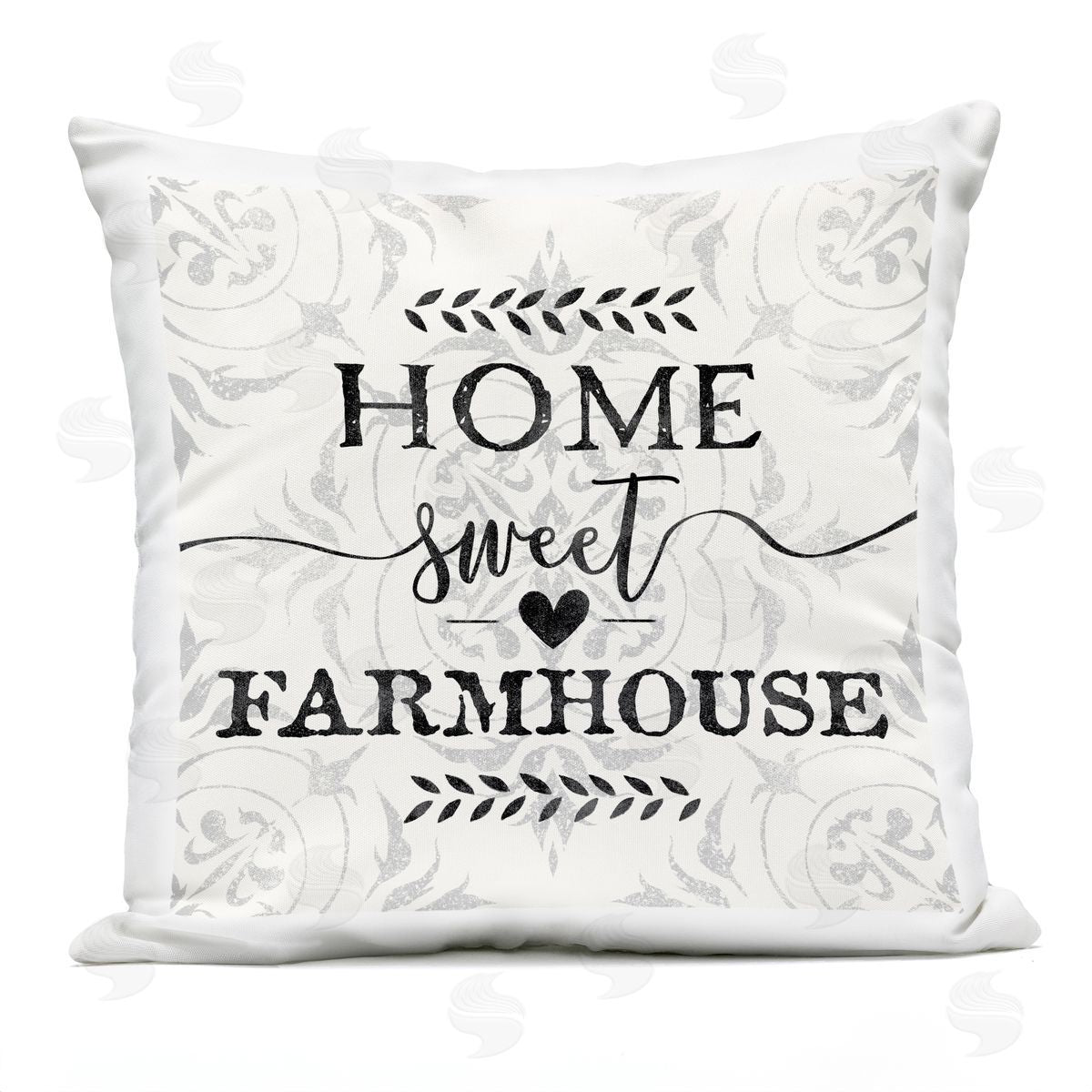 Home Sweet Farmhouse Soft Sentiment Damask Pattern Printed Pillow Outdoor Printed Pillow, Home Decor by Ziwei Li