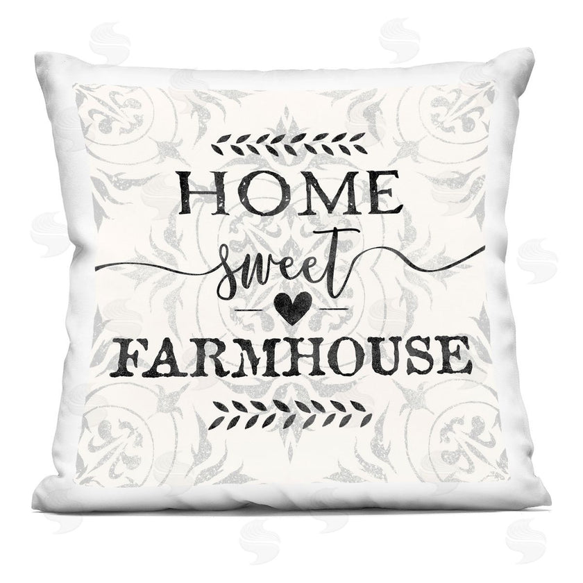 Ziwei Li | Home Sweet Farmhouse Soft Sentiment Damask Pattern Printed Pillow