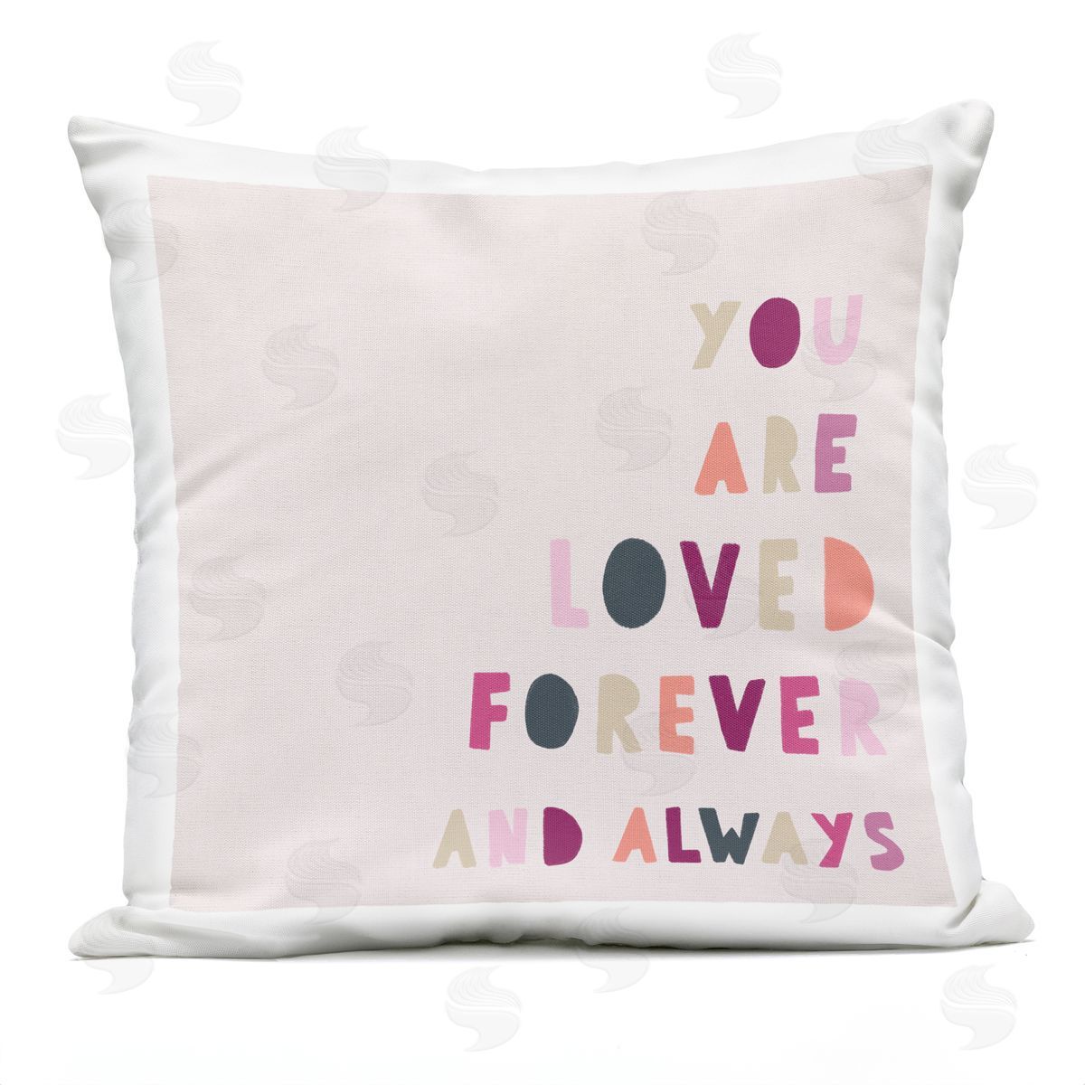 You are Loved Forever Phrase Playful Love Sentiment Outdoor Printed Pillow, Home Decor by Leah Staatsma