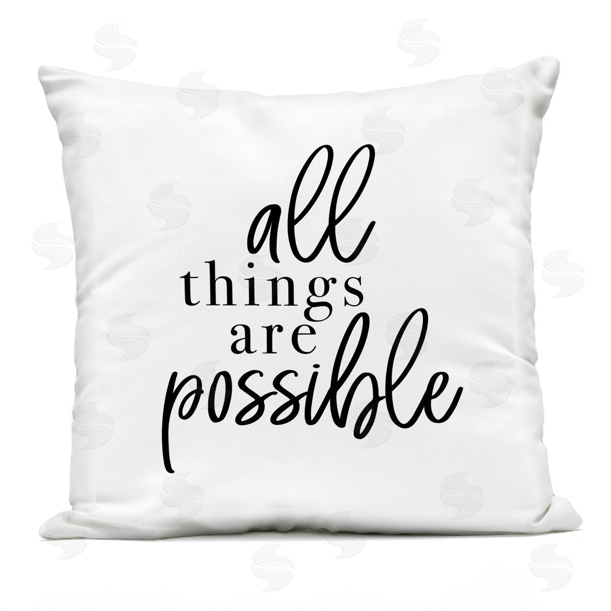 All Things Are Possible Motivational Phrase Minimal Typography Outdoor Printed Pillow, Home Decor by Jessica Mundo