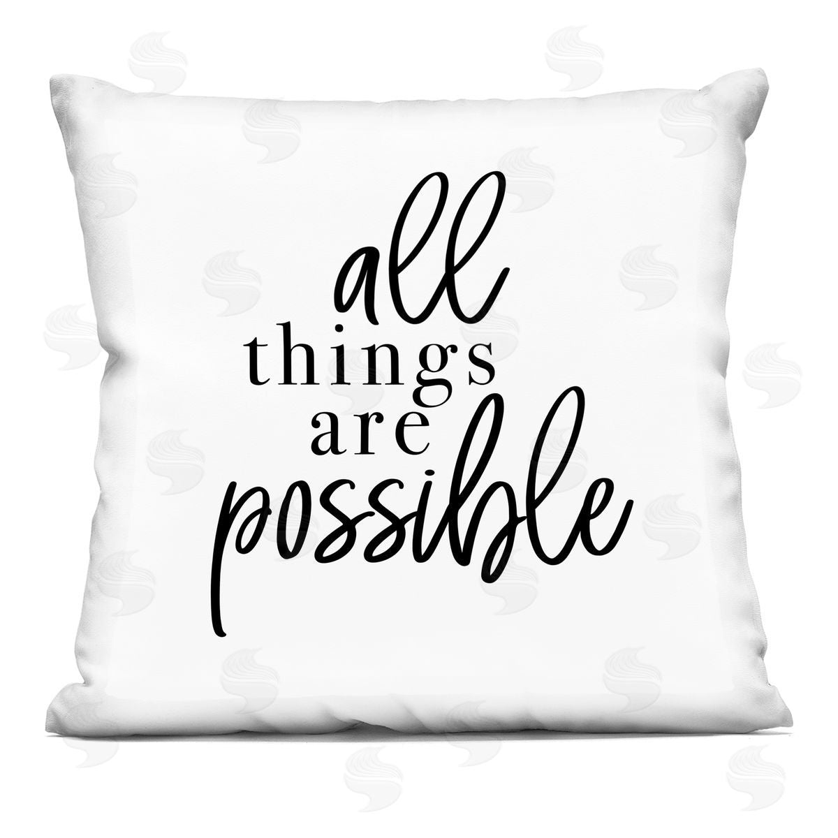 All Things Are Possible Motivational Phrase Minimal Typography Decorative Printed Pillow, Home Decor by Jessica Mundo