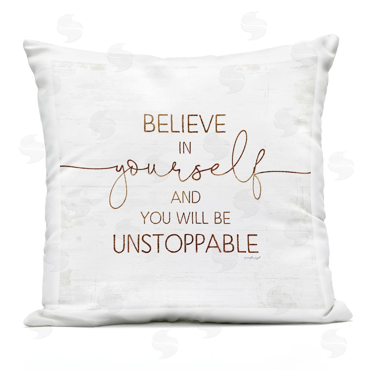 Believe In Yourself Be Unstoppable Phrase Rustic Typography Outdoor Printed Pillow, Home Decor by Jennifer Pugh