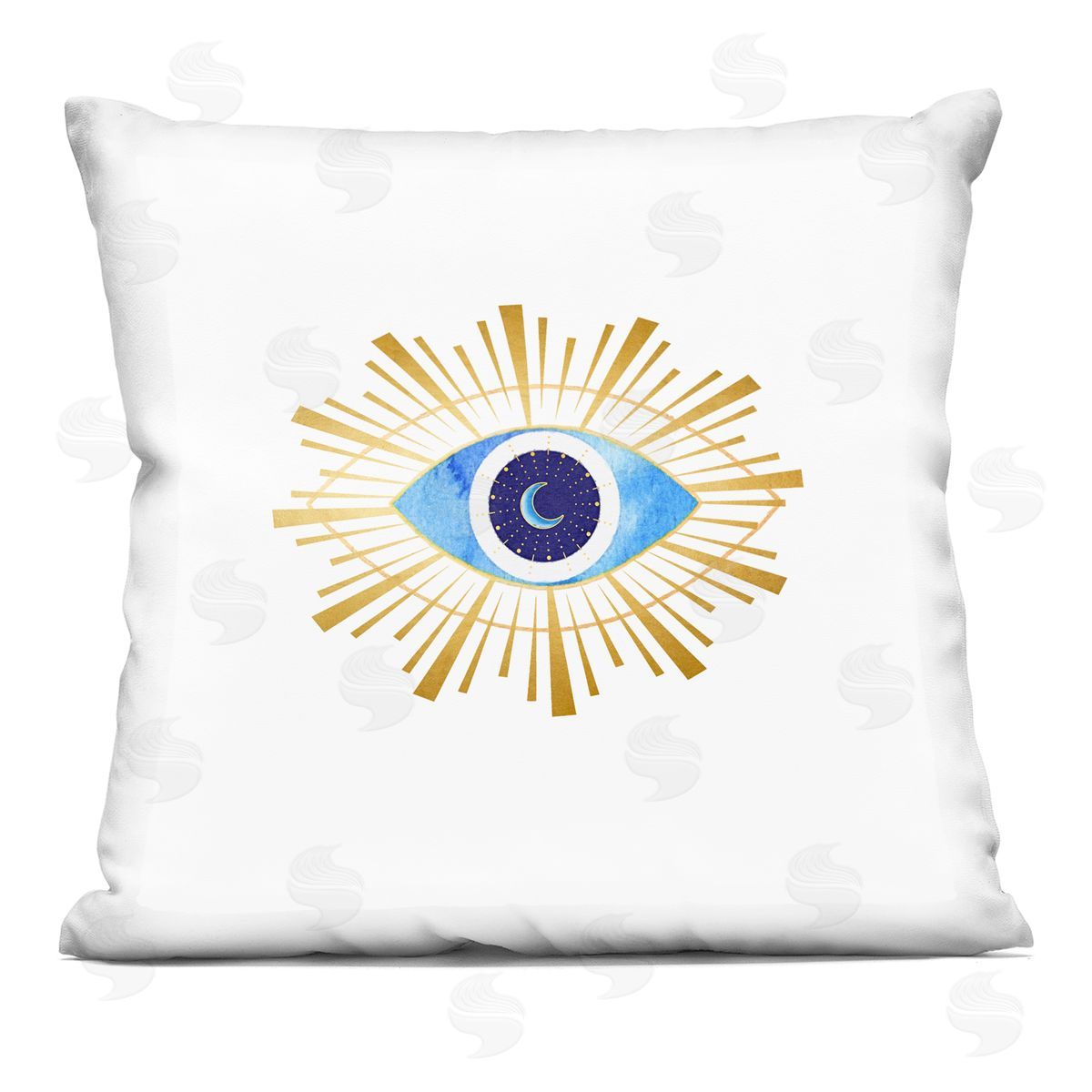 Evil Eye Radiant Abstract Shapes Crescent Moon Decorative Printed Pillow, Home Decor by Amanda Greenwood