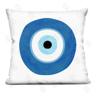 Ziwei Li | Evil Eye Centric Bold Blue Abstract Circular Shapes Printed Pillow