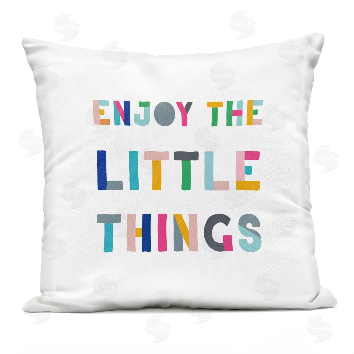 Enjoy Little Things Kids' Motivational Phrase Block Typography Outdoor Printed Pillow, Home Decor by CAD Designs