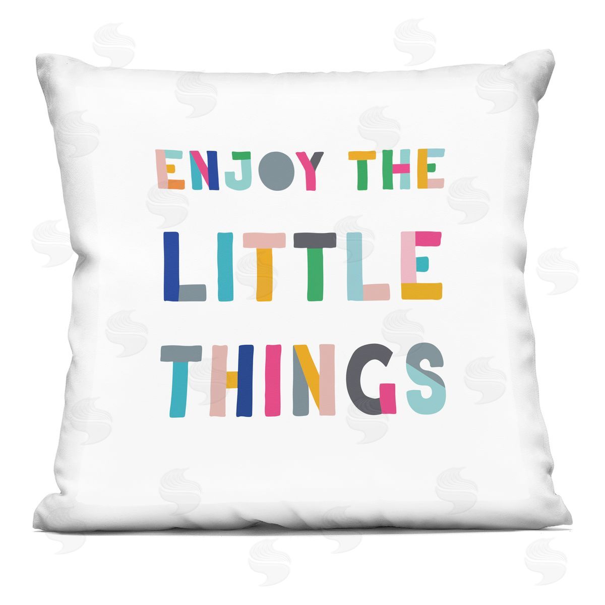 Enjoy Little Things Kids' Motivational Phrase Block Typography Decorative Printed Pillow, Home Decor by CAD Designs