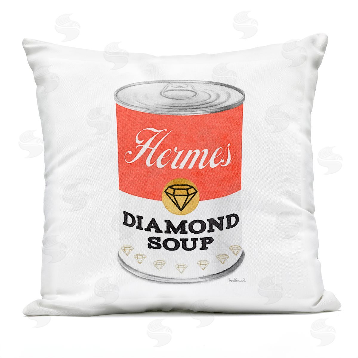 Glam Pop Condensed Soup Can Red Fashion Designer Outdoor Printed Pillow, Home Decor by Amanda Greenwood